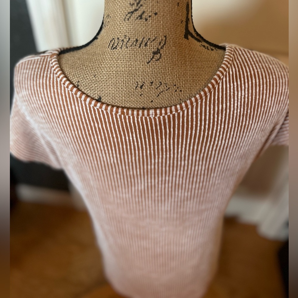 Final Price Clearances Grand Ave Design Burgundy Soft Striped Tunic Top 1X - Picture 14 of 16